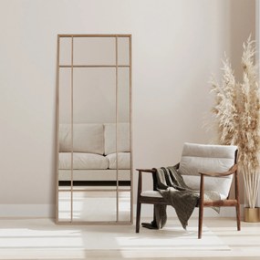 Prostokątne dębowe lustro ze szprosami  F2-G85