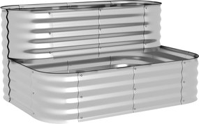 Outsunny Grzadka na ziolowe z Metalu, 2 Poziomy, odporna na wszystkie warunki atmosferyczne, otwarte dno, 120 x 90 x 30cm, Kolor: Srebrny