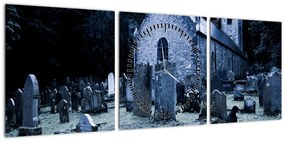 Obraz - Ciemna noc (z zegarem) (90x30 cm)