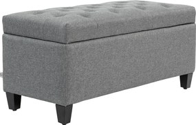 HOMCOM Ławka, Polster z Miejscem do Przechowywania, Tkanina Poliestrowa, Drewno Kauczukowe, 100 x 40 x 44 cm, Jasnoszary