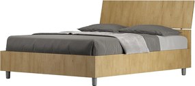 Łóżko wyposażone w stelaż z listwami z pojemnikiem 140x190 Nachylony zagłówek dąb naturalny Demas