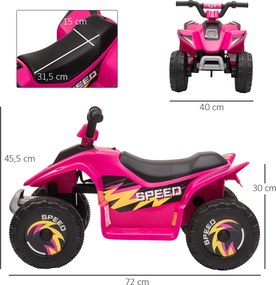 HOMCOM Quad elektryczny 6V dla dzieci z funkcją przód/tył dla dzieci 1,5-3 lata do 20 kg różowy | Aosom PL