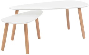 Komplet 2 owalnych stolików z białym blatem F3-W58
