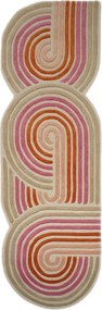 Różowy wełniany chodnik tkany ręcznie 80x300 cm Spiral Shaped – Flair Rugs