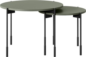 Stolik kawowy Sonatia 60 cm okrągły na metalowych nogach - oliwka