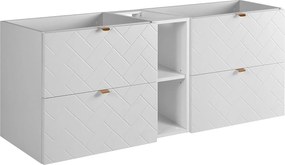 Meble łazienkowe, Biały Mat, 140 x 57 x 46 cm, złote uchwyty