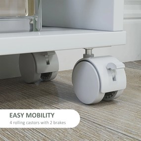 HOMCOM Regał wielofunkcyjny na kółkach, wąski, 4 półki, 45x15x91 cm, Biały