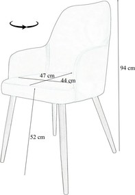 Krzesło WESTA tkanina Welur noga metalowa : Kolor nogi - Czarna profil, Kolor tkaniny - VELVET - MG25, Typ siedziska - Siedzisko obrotowe 360°