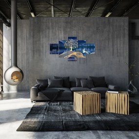 Obraz jelenia w pełni księżyca (125x70 cm)