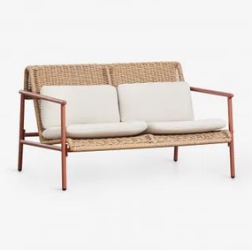 Sofa Ogrodowy Dwuosobowy Z Aluminium I Syntetycznego Rattanu Duroli Terracota - Sklum