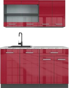 Pojedyncza kuchnia czerwony wysoki połysk/antracyt 140x60x81.6 r-line