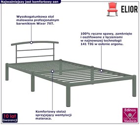 Szare metalowe łóżko w stylu loftowym 100x200 cm - Mohn