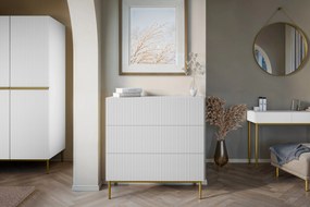 Komoda z szufladami Nicole 100 cm - biały mat / złote nóżki