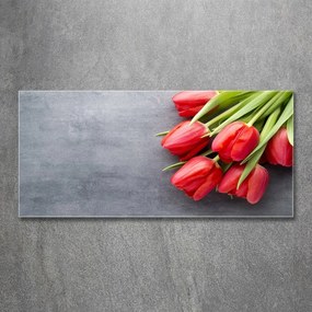 Foto obraz szkło akryl Czerwone tulipany