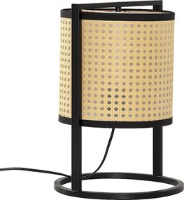 Lampa stołowa Ukara z syntetycznego rattanu, średnica 38 cm.