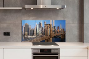 Szkło do Kuchni na Ścianę Rzeka w Cieniu Wieżowców i Mostu