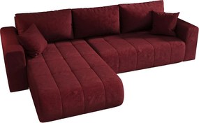 Narożnik z funkcją spania MILO Monolith 59 czerwony lewy sofa w kształcie L z pojemnikiem na pościel sofa do salonu, sofa rozkładana, sofa z pojemnikiem