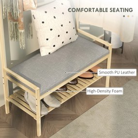 HOMCOM Garderoba z Ławką na Buty, Drążkiem na Ubrania, 10 Haczykami, Półką na Buty, Bambus