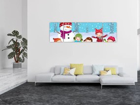 Obraz - Zimowe dziecięce zabawy (170x50 cm)
