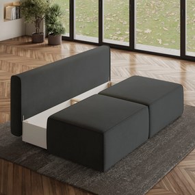 Masseno Narożnik VARNA z funkcją spania i pojemnikiem na pościel Narozniki L, Rozkładana sofa - Czarny, MONOLITH 95