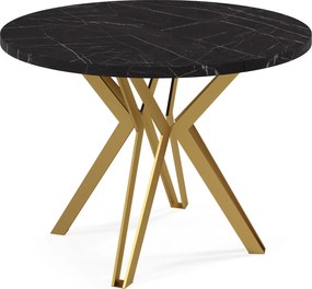 Okrągły stół rozkładany na złotych nogach Randi 100 cm, styl glamour