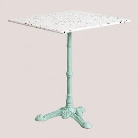Kwadratowy Stolik Barowy 60x60 Cm Z Lastryko Azteca Terrazzo Kość Słoniowa I Czerń - Zielona Rajska Wyspa - Sklum