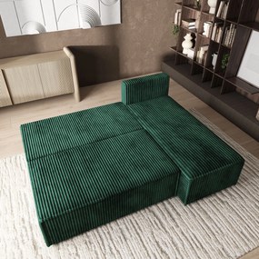 Masseno Narożnik BRISO z funkcją spania i pojemnikiem na pościel Narozniki L, Rozkładana sofa - Butelkowa zieleń, TILIA 39