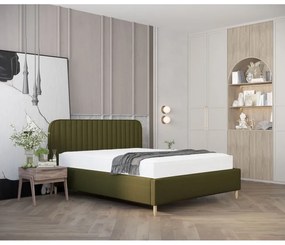 Zielone tapicerowane łóżko jednoosobowe ze schowkiem ze stelażem 120x200 cm Noto – Maison de Rêve