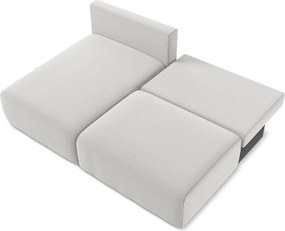 Jasnoszary aksamitny rozkładany/ze schowkiem narożnik (lewostronny/z szezlongiem) Kalena – Makamii