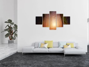 Obraz jesiennego lasu we mgle (125x70 cm)