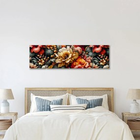 Obraz - Pomarańczowo-czerwone kwiaty (170x50 cm)