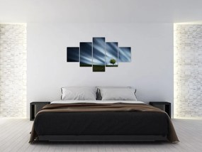 Obraz zorzy polarnej nad wrzosowiskami (125x70 cm)