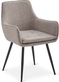 Zestaw Stół Rozkładany Ceramiczny ALICANTE 160-200 cm Czarny/Orzech i 4 Krzesła Tapicerowane EDRICK Brązowe