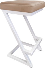 Hoker ZETA krzesło barowe tkanina Welur podstawa metalowa LOFT : Kolor Stelaża - Biały, Kolor tkaniny - VELVET - MG06