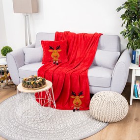 4Home Świąteczny koc Happy Reindeer, 150 x 200 cm