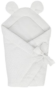 Biały rożek niemowlęcy z materiału bouclé 35x65 cm – Meowbaby