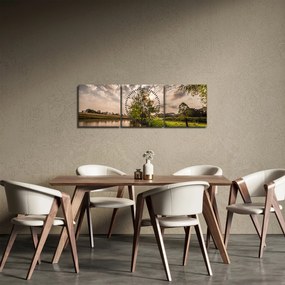 Obraz natury z promieniami (z zegarem) (90x30 cm)