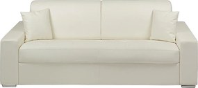 Kanapa 4-osobowa rozkładana typu express z ekoskóry EMIR - Biały - Miejsce do spania 160 cm - Materac 14 cm