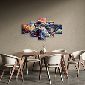 Obraz - Statek na falach oceanu, akwarela (125x70 cm)