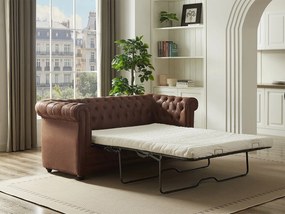 Kanapa 3-osobowa rozkładana z mikrofibry o wyglądzie postarzanej skóry - CHESTERFIELD