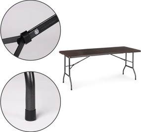 Składany stół cateringowy imitacja drewna Party 180 cm, brązowy