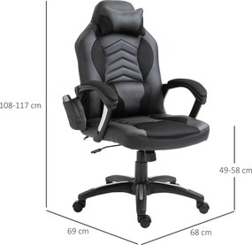 HOMCOM Fotel biurowy ergonomiczny obrotowy z masażem i ogrzewaniem czarny elegancki design | Aosom PL