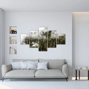 Obraz lasu w chmurach (125x70 cm)