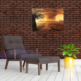 Obraz na szkle - pomarańczowe chmury (70x50 cm)