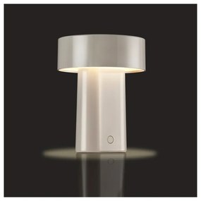 Szarobeżowa plastikowa lampa stołowa LED (wysokość 18 cm) Oblong – Zone