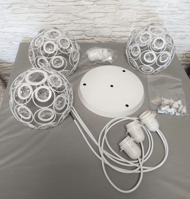 Lampa sufitowa z ażurowymi kloszami kryształkami wisząca AT10-3SZ-White