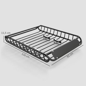 SPORTNOW Uniwersalny Bagażnik Dachowy Kosz Dachowy z Deflektorem Wiatru, do 150 kg, 116 x 92 x 11,5 cm na SUV-y i Pickupy, Czarny | Aosom PL