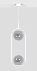Biało-grafitowa eliptyczna lampa wisząca z 2 kloszami - A489-Adoma