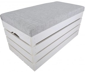 Pufa kufer skrzynia drewniana sosnowa siedzisko 80cm malowana biała