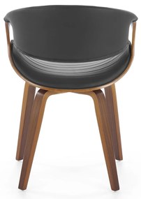 Krzesło z giętej sklejki orzech, tapicerowane siedzisko czarne z eco K544